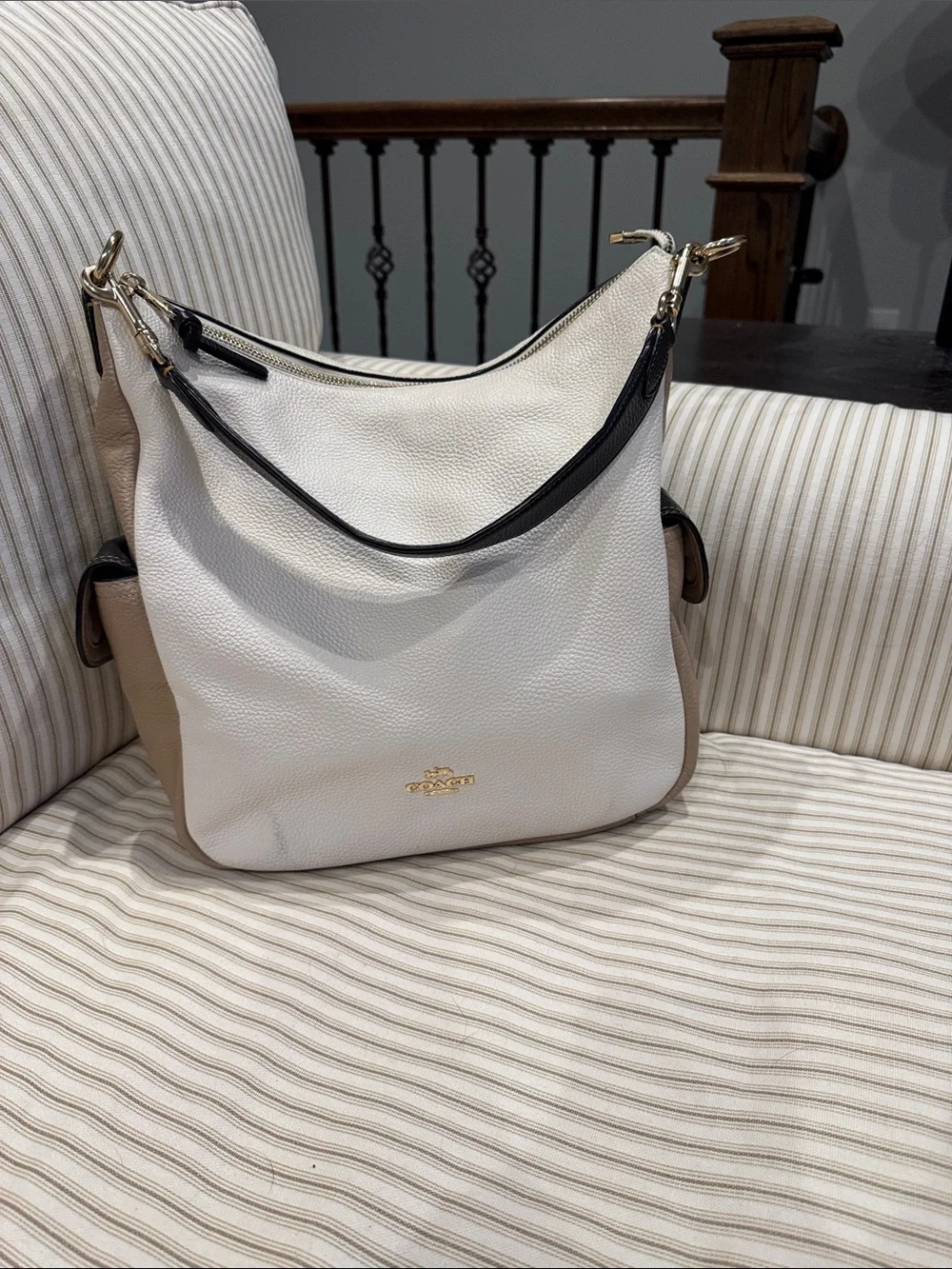 Coach pennie colorblock pebbled leather shoulder bag purse 6154